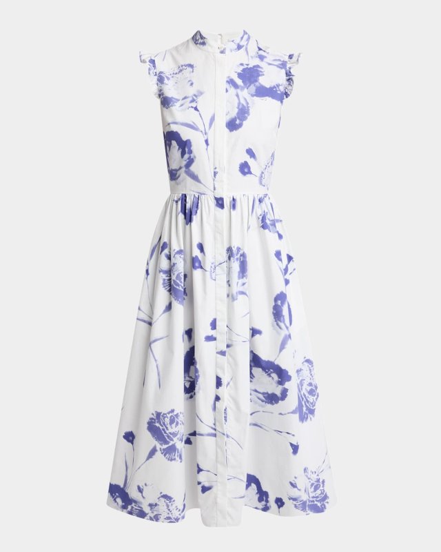 Floral Sleeveless Flared Midi Dress